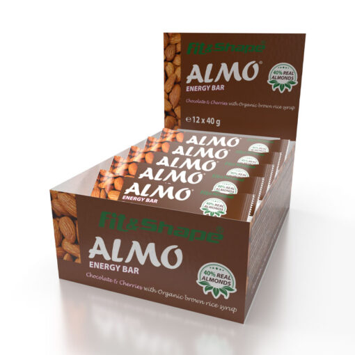 Ενεργειακές Μπάρες ALMO® με 40% Αμύγδαλα Σοκολάτα Κεράσι 12x40gr